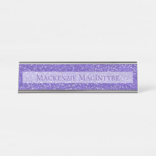 Placa De Nombre Purpurina púrpura personalizado   Moda Sparkle