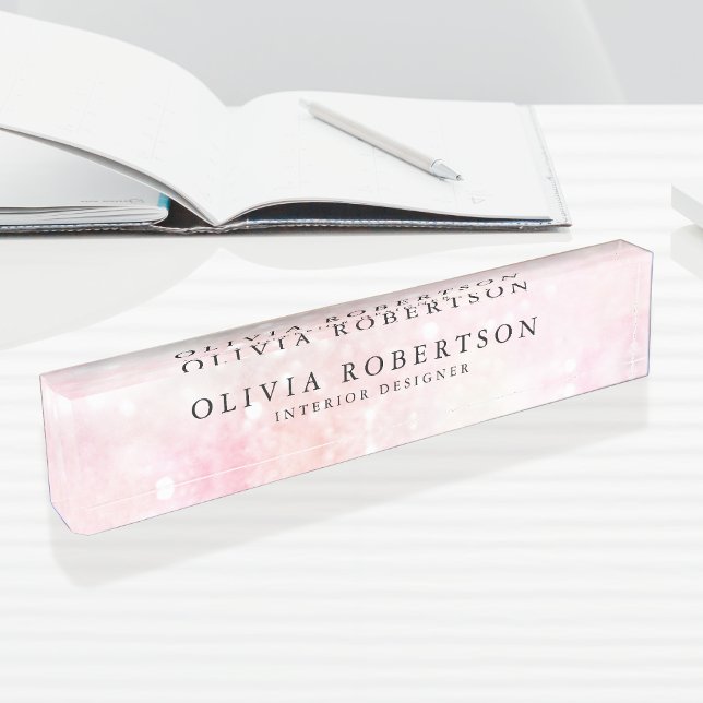 Placa De Nombre Purpurina rosa bonito glamuroso (Subido por el creador)