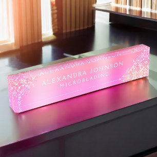 Placa De Nombre Purpurina rosado de espuma de brocas de microbland