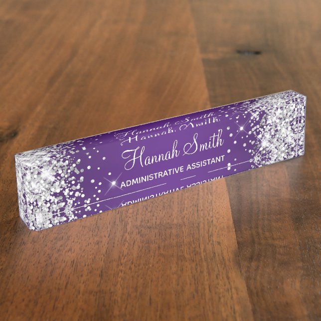 Placa De Nombre Purpurina Royal Purple (Lateral)