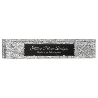 Placa De Nombre Purpurina Silver Elegance