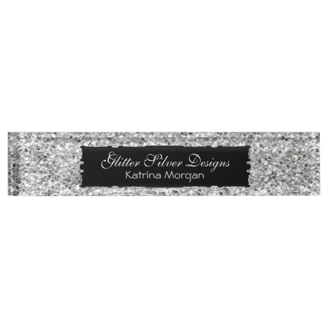 Placa De Nombre Purpurina Silver Elegance (Anverso)