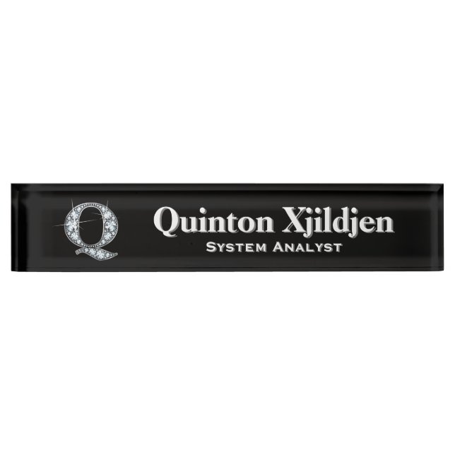 Placa De Nombre Q Faux Diamond Desk Nameplate (Anverso)