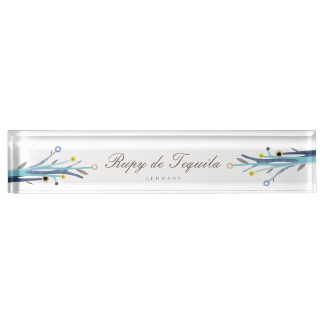 Placa De Nombre Ramas Azules (Anverso)