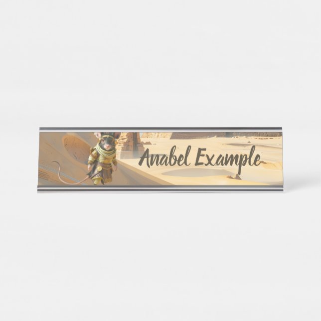 Placa De Nombre Ratón Explorador del Desierto Steampunk  (Anverso)