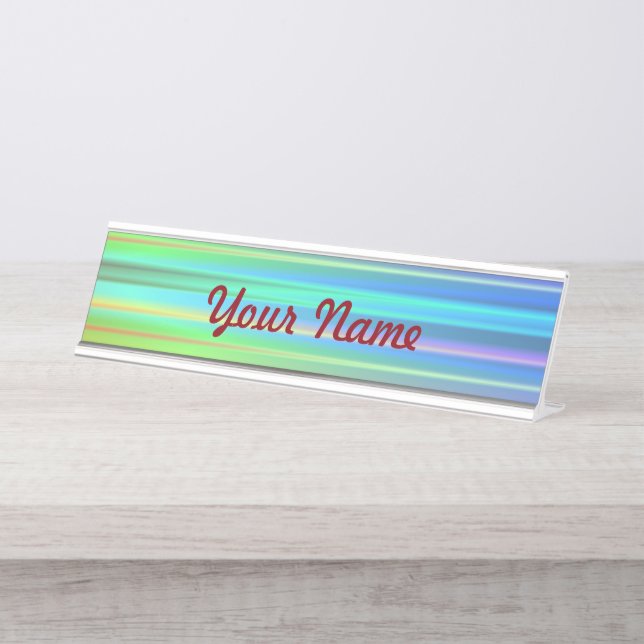 Placa De Nombre Rayas arcoiris (Anverso)