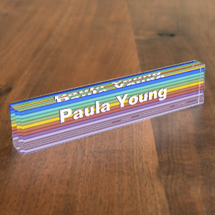 Placa De Nombre Rayas del arco iris