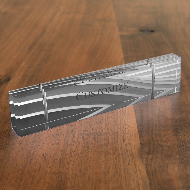 Placa De Nombre Rayas grises modernas (Lateral)