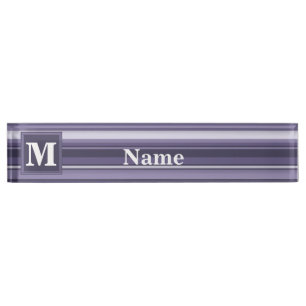 Placa De Nombre Rayas moradas monográficas