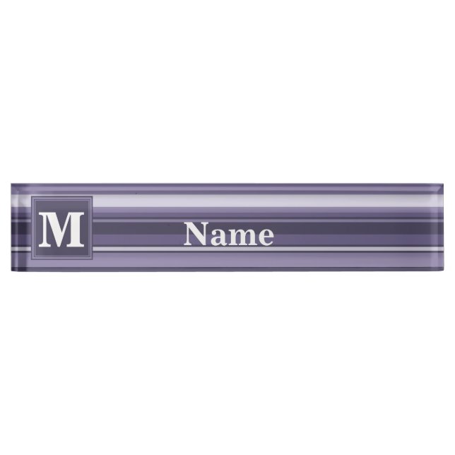 Placa De Nombre Rayas moradas monográficas (Anverso)