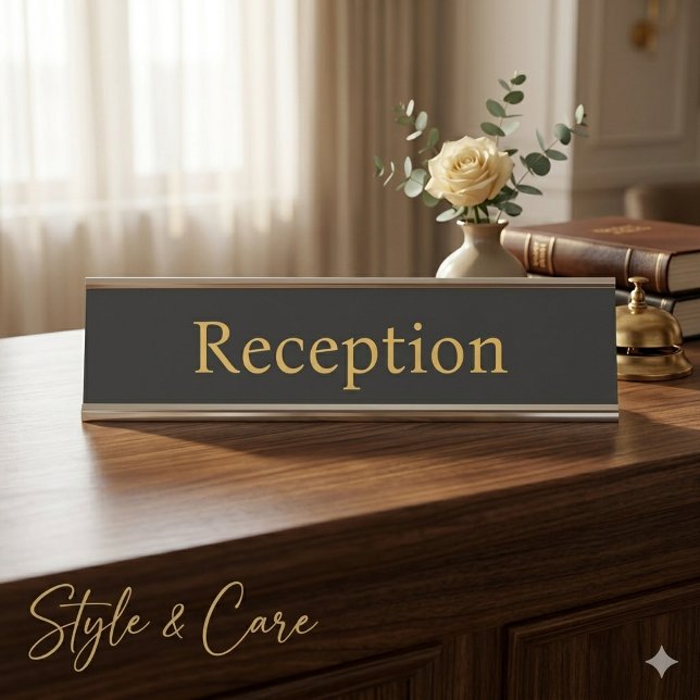 Placa De Nombre Recepción de Oficina Profesional (Professional Office Reception Desk Name Plate)