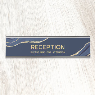 Placa De Nombre Recepción de Purpurina de oro de la Marina Blue Ma