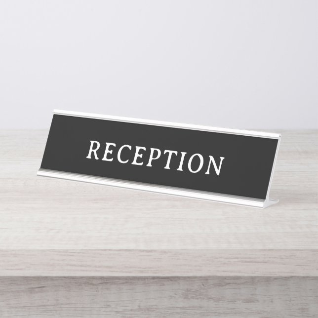 Placa De Nombre RECEPCIÓN | Moderno Profesional (Anverso)