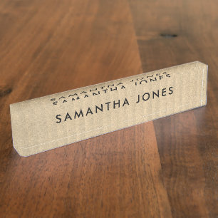 Placa De Nombre Reciclado Craft Paper Classic personalizado