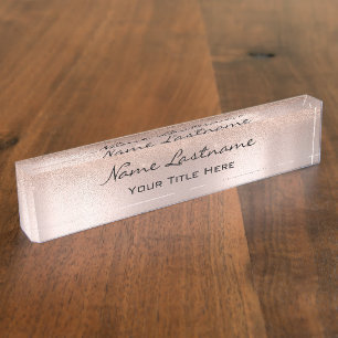 Placa De Nombre Redactora Rosa estética de peluquería Rubor