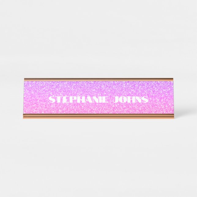 Placa De Nombre Regalo de nombres personalizados de monograma rosa (Anverso)