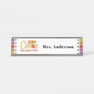 Placa De Nombre Regalo del profesor del coordinador del caos