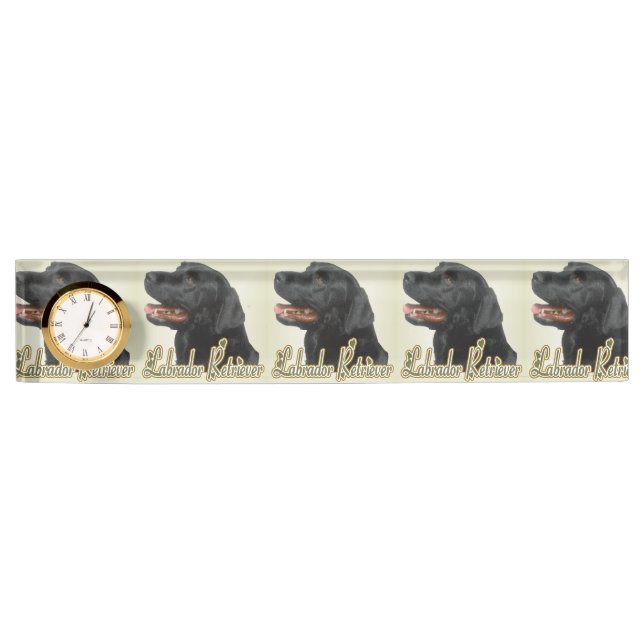 Placa De Nombre Regalos de arte de Labrador Negro (Anverso)