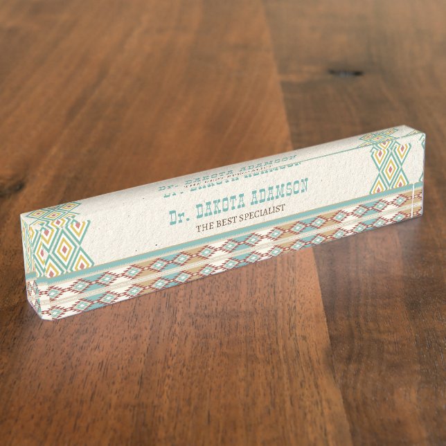 Placa De Nombre Regalos de oficinas tribales de boho del sudoeste (Lateral)