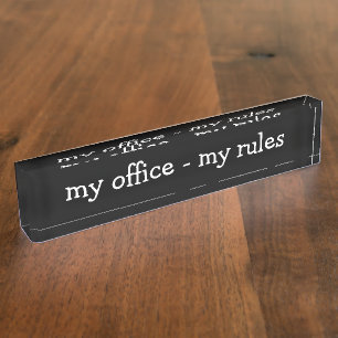 Placa De Nombre Reglas de Office divertidas