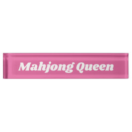 Placa De Nombre Reina Mahjong en rosa brillante