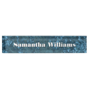 Placa De Nombre Relieve metalizado azul Aspecto Personalizado Escr