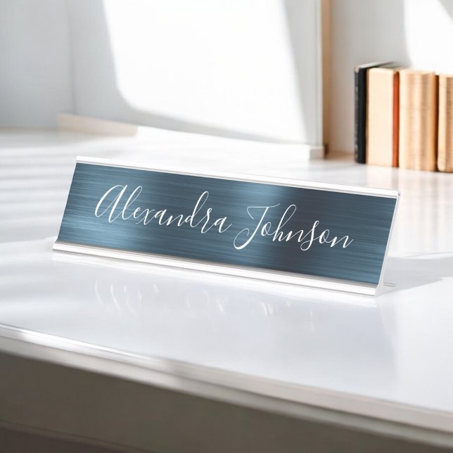 Placa De Nombre Relieve metalizado azul metálico Moderno y elegant (Subido por el creador)