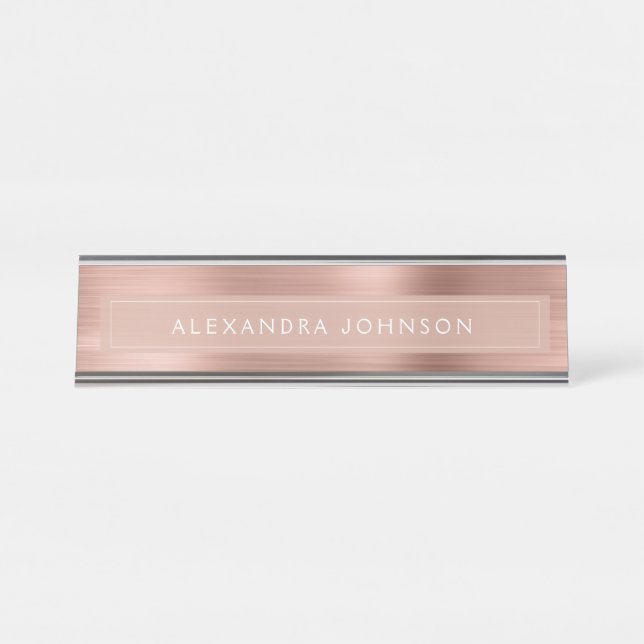 Placa De Nombre Relieve metalizado de oro rosa         | Relieve m (Anverso)