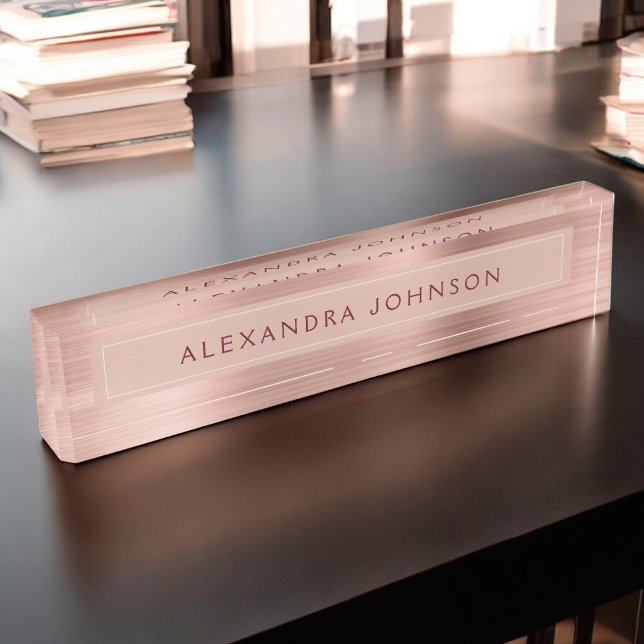 Placa De Nombre Relieve metalizado de oro rosa         | Rosa Rubo (Subido por el creador)