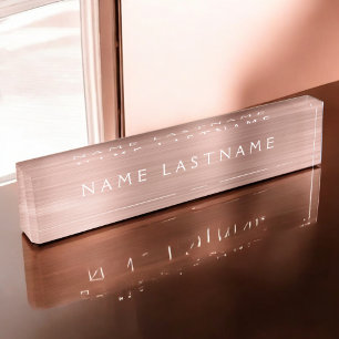 Placa De Nombre Relieve metalizado de oro rosa           Rubor Pin