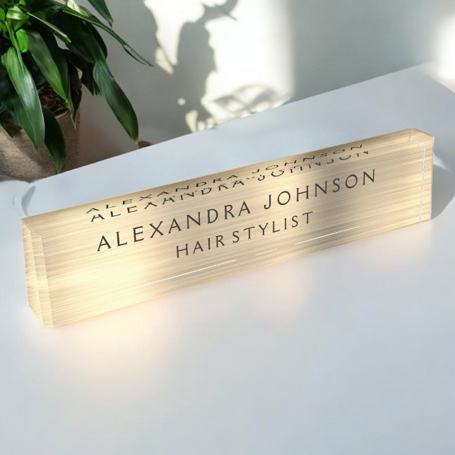 Placa De Nombre Relieve metalizado dorado de lujo moderno (Subido por el creador)