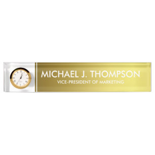 Placa De Nombre Relieve metalizado dorado elegante moderno con
