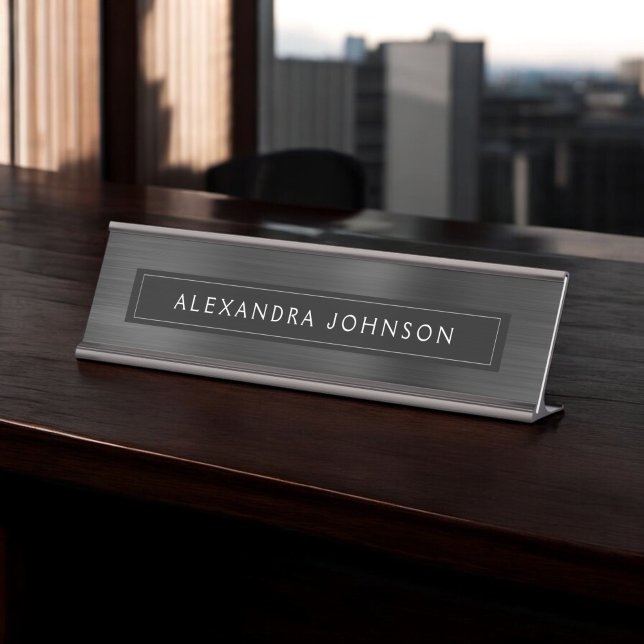 Placa De Nombre Relieve metalizado Metálico Negro Moderno y Elegan (Subido por el creador)