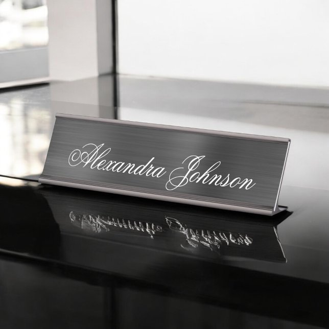 Placa De Nombre Relieve metalizado Metálico Negro Moderno y Elegan (Subido por el creador)