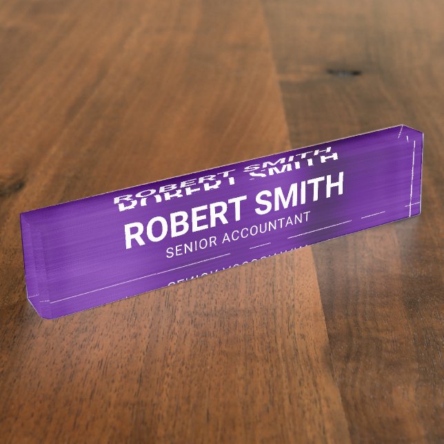 Placa De Nombre Relieve metalizado Metalizado de Indigo Purple Fau (Lateral)