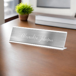 Placa De Nombre Relieve metalizado plateado profesional y de lujo 