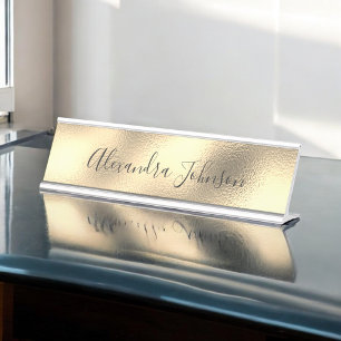 Placa De Nombre Relieve metalizado profesional Gold Business Moder