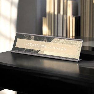 Placa De Nombre Relieve metalizado Purpurina de espuma de oro y má