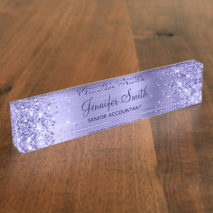 Placa De Nombre Relieve metalizado Purpurinoso Periwinkle