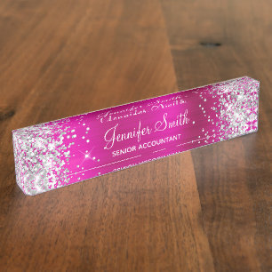 Placa De Nombre Relieve metalizado rosado caliente de la Purpurino