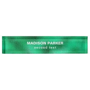 Placa De Nombre Relieve metalizado verde