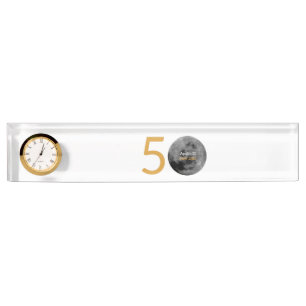 Placa De Nombre Reloj del escritorio para el 50.o aniversario de