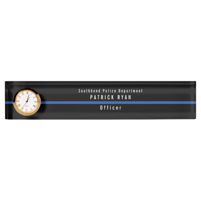 Placa De Nombre Reloj monograma de la policía de la Línea Azul del (Anverso)