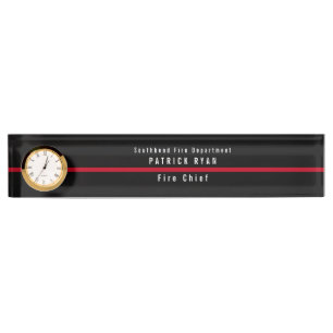 Placa De Nombre Reloj monograma delgado de la línea roja