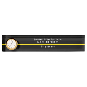 Placa De Nombre Reloj monogramo de distribuidor de línea amarilla