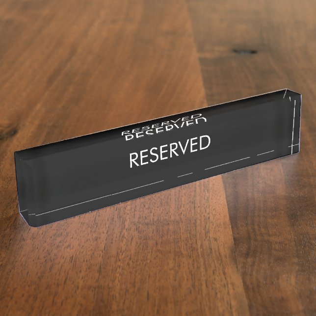 Placa De Nombre Reservado, nombre personalizado texto blanco negro (Lateral)