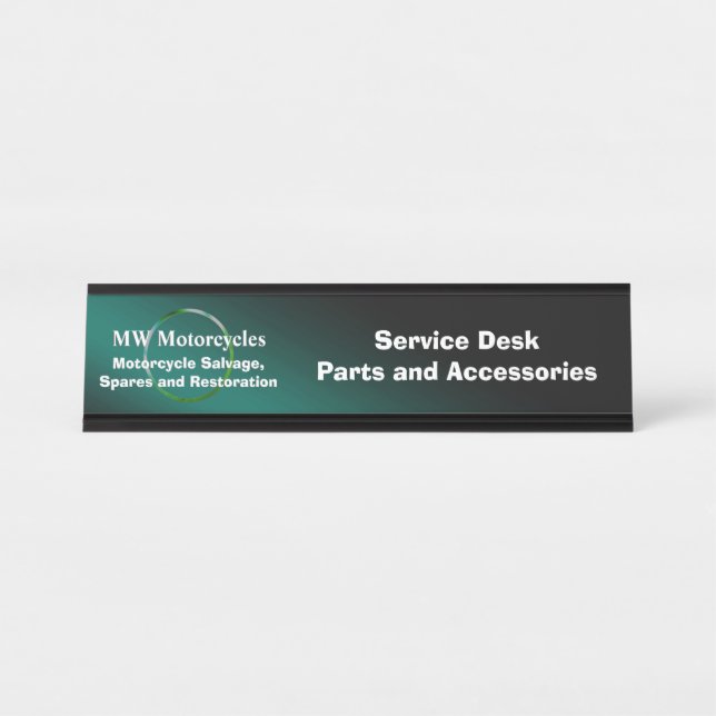 Placa De Nombre Restauración de motocicletas, anillo verde azulado (Anverso)