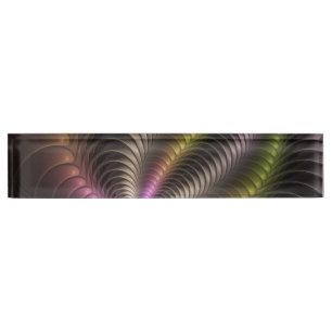 Placa De Nombre Resumen brillante Trippy Colorido arte fractal 3D
