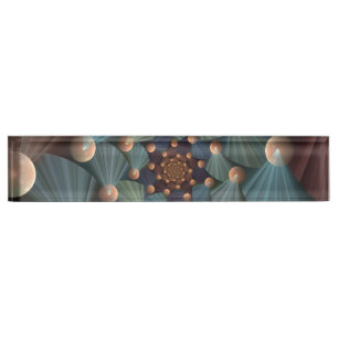 Placa De Nombre Resumen de arte fractal con pizarra marrón profund