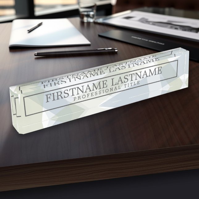 Placa De Nombre Resumen de arte moderno con nombre y título profes (Personalized Name Plate - Custom Executive Desk Plate with Name and Professional Title)